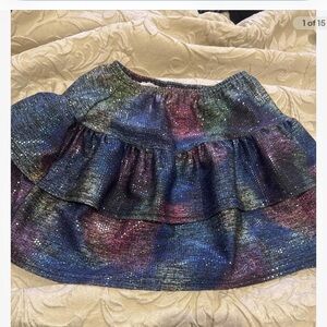 Dori Creations Layered Skirt Aline Sparkly Navy Katie J Style Girls Sz 12 14
